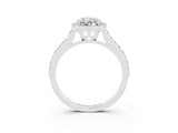 White gold Oval Cut Halo Round Diamond Pavé Band with Four-Prong Setting_3