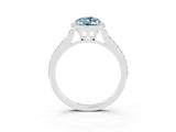 White gold Oval Cut Halo Round Diamond Pavé Band with Four-Prong Setting_3