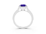 White gold Oval Cut Halo Round Diamond Pavé Band with Four-Prong Setting_3
