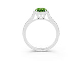 White gold Oval Cut Halo Round Diamond Pavé Band with Four-Prong Setting_3