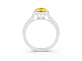 White gold Oval Cut Halo Round Diamond Pavé Band with Four-Prong Setting_3