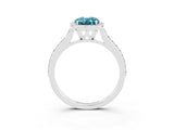 White gold Oval Cut Halo Round Diamond Pavé Band with Four-Prong Setting_3