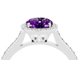 White gold Oval Cut Halo Round Diamond Pavé Band with Four-Prong Setting_4