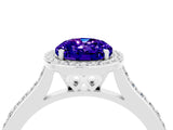 White gold Oval Cut Halo Round Diamond Pavé Band with Four-Prong Setting_4