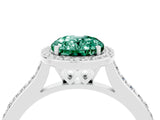White gold Oval Cut Halo Round Diamond Pavé Band with Four-Prong Setting_4