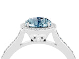 White gold Oval Cut Halo Round Diamond Pavé Band with Four-Prong Setting_4
