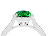 White gold Oval Cut Halo Round Diamond Pavé Band with Four-Prong Setting_4