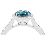 White gold Oval Cut Halo Round Diamond Pavé Band with Four-Prong Setting_4
