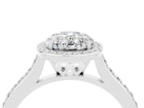 White gold Oval Cut Halo Round Diamond Pavé Band with Four-Prong Setting_4