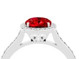 White gold Oval Cut Halo Round Diamond Pavé Band with Four-Prong Setting_4