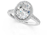 White gold Oval Cut Halo Round Diamond Pavé Band with Four-Prong Setting_4