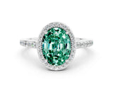 White gold Oval Cut Halo Round Diamond Pavé Band with Four-Prong Setting