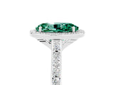 White gold Oval Cut Halo Round Diamond Pavé Band with Four-Prong Setting_5