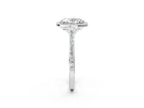 White gold Oval Cut Halo Round Diamond Pavé Band with Four-Prong Setting_5