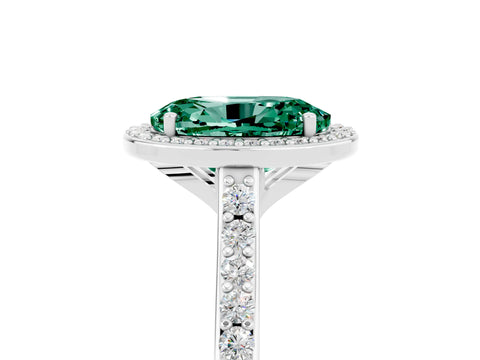 White gold Oval Cut Halo Round Diamond Pavé Band with Four-Prong Setting_5