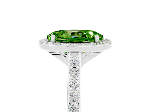 White gold Oval Cut Halo Round Diamond Pavé Band with Four-Prong Setting_5