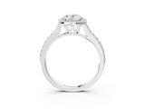 White gold Oval Cut Halo Round Diamond Pavé Band with Four-Prong Setting_6