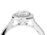 White gold Oval Cut Halo Round Diamond Pavé Band with Four-Prong Setting_7