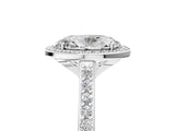 White gold Oval Cut Halo Round Diamond Pavé Band with Four-Prong Setting_8