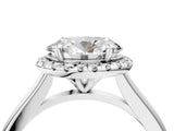 White gold Oval Cut Halo Round Diamond Solitaire Engagement Ring with Pave Band and Four-Prong Setting_11