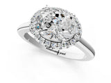 White gold Oval Cut Halo Round Diamond Solitaire Engagement Ring with Pave Band and Four-Prong Setting_8