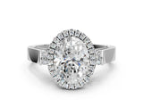 Platinum 2.04 Carat E VVS2 Round Halo Round Diamond Twist Band with Four-Prong Setting