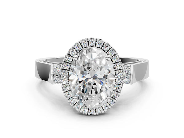 Platinum 2.04 Carat E VVS2 Round Halo Round Diamond Twist Band with Four-Prong Setting