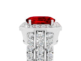 White gold Oval Cut Halo Ruby Ring with Split Shank and Four-Prong Setting_5