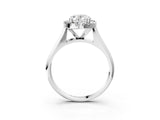 White gold Oval Cut Halo Solitaire Engagement Ring with Square Band and Four-Prong Setting_93