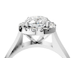 White gold Oval Cut Halo Solitaire Engagement Ring with Square Band and Four-Prong Setting_94