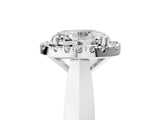 White gold Oval Cut Halo Solitaire Engagement Ring with Square Band and Four-Prong Setting_95