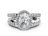 White gold Oval Cut Halo Split Shank Diamond Ring with Four-Prong Setting_76