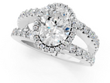 White gold Oval Cut Halo Split Shank Diamond Ring with Four-Prong Setting_79