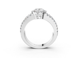 White gold Oval Cut Halo Split Shank Diamond Ring with Four-Prong Setting_79