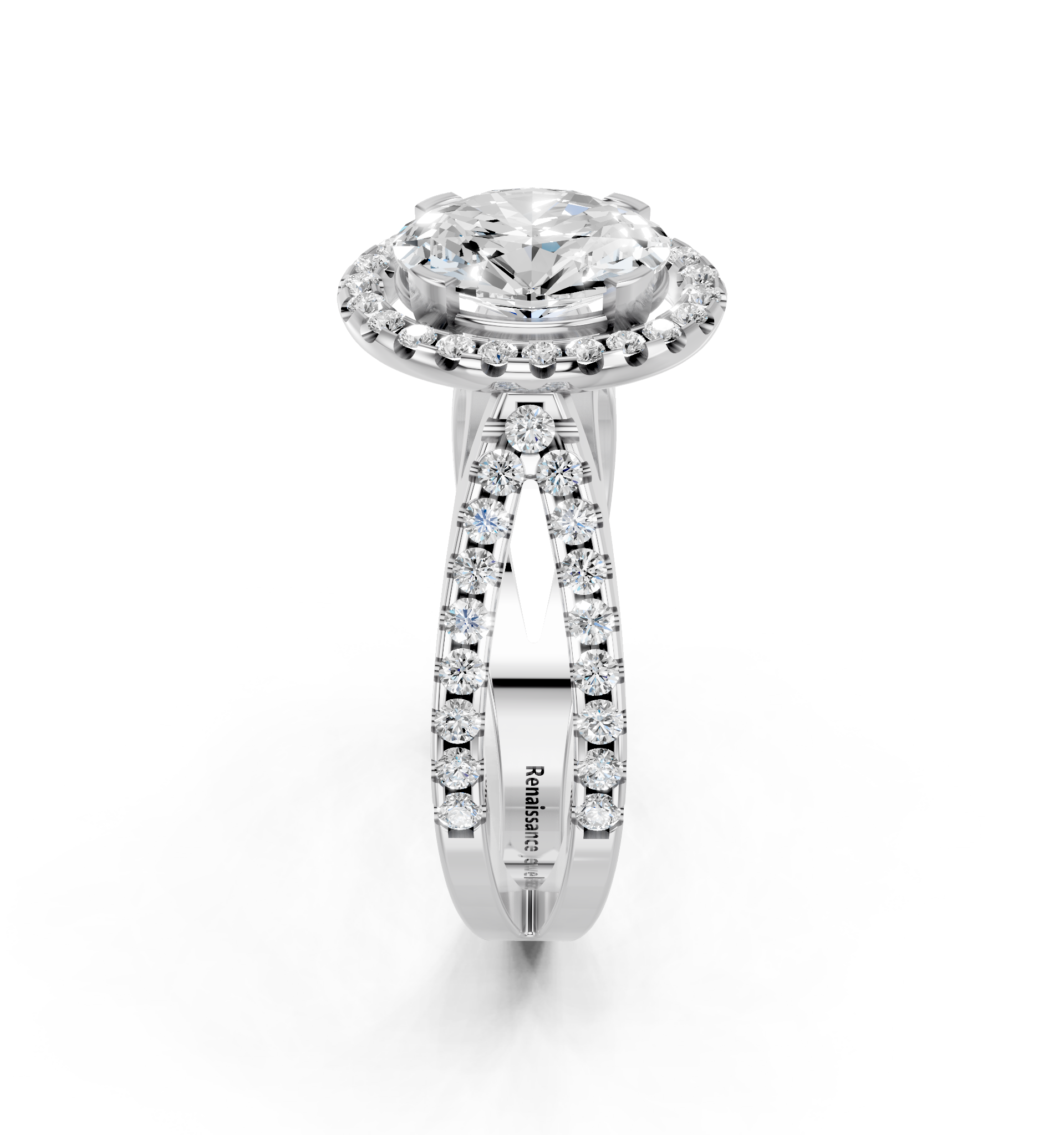 White gold Oval Cut Halo Split Shank Pave Set Ring_27