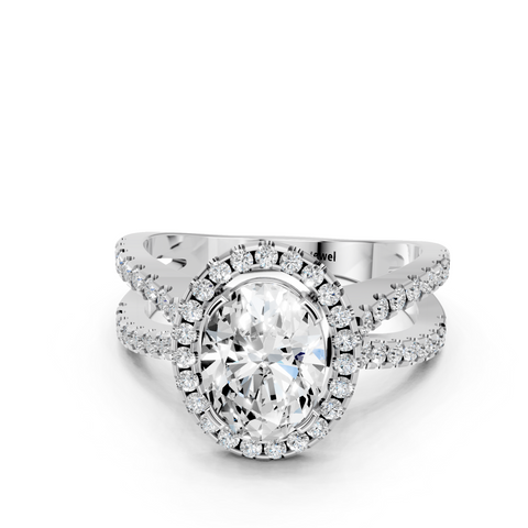 White gold Oval Cut Halo Split Shank Pave Set Ring_34