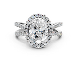White gold Oval Cut Halo Split Shank Pave Set Ring_67