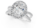 White gold Oval Cut Halo Split Shank Pave Set Ring_69