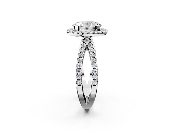 White Gold Oval Halo Split Shank Engagement Ring Setting