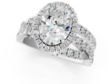 White gold Oval Cut Halo Split Shank Prong Setting Ring_111