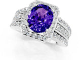 White gold Oval Cut Halo Tanzanite Ring with Split Shank and Four-Prong Setting_1