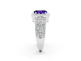 White gold Oval Cut Halo Tanzanite Ring with Split Shank and Four-Prong Setting_2