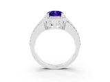 White gold Oval Cut Halo Tanzanite Ring with Split Shank and Four-Prong Setting_3