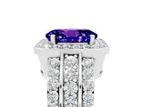 White gold Oval Cut Halo Tanzanite Ring with Split Shank and Four-Prong Setting_5