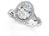 White gold Oval Cut Halo Twist Band with Four-Prong Setting_216