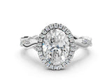 White gold Oval Cut Halo Twist Band with Four-Prong Setting_7