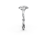 White gold Oval Cut Halo Twisted Band Four-Prong Ring_48