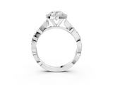 White gold Oval Cut Halo Twisted Band Four-Prong Ring_49