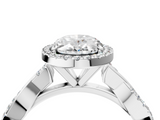 White gold Oval Cut Halo Twisted Band Four-Prong Ring_50