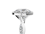 White gold Oval Cut Halo Twisted Band Four-Prong Ring_51